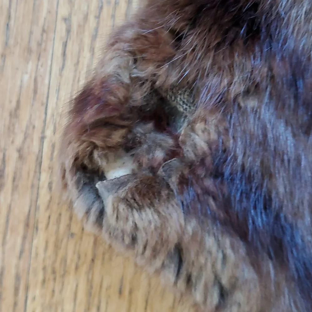 Vintage real fur shawl stole with pockets S/M